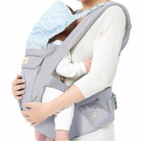Baby Wrap Carrier with Hip Seat, Windproof Cap, Bite Towel, 6 and 1 Convertible Backpack