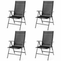 Patio Folding Chair Recliner Adjustable  Black Black Set of 4