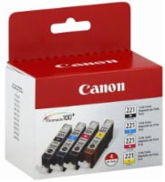 Canon CLI-221 Ink Cartridges - 4 Pack - Black/Cyan/Magenta/Yellow Perspective: Main