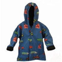 Childrens Blue Farm Equipment Raincoat - Size 5