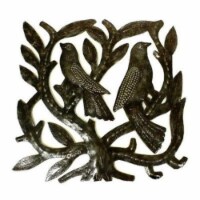 Haitian Steel Drum Tree of Life Sq 8 inch Wall Art