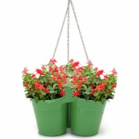Enameled Galvanized Hanging 3 Planter Unit for 5.5 in. Plants, Sage
