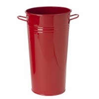 Enameled Galvanized Vase, Red