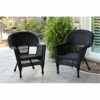 3 Piece Black Wicker Chair And End Table Set Without Cushion