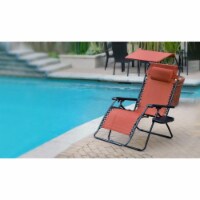 Oversized Olefin Zero Gravity Chair with Sunshade & Drink Tray, Terra Cotta