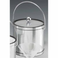 Mylar Brushed Chrome 3 Quart Ice Bucket with Chrome Bale Handle  Bands and Metal Cover