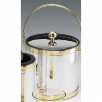 Mylar Brushed Chrome and Brass 3 Qt Ice Bucket with Bale Handle and Metal Cover