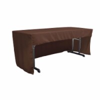 TCpop-OB-fit-96x30x30-BrownP22 2.26 lbs Open Back Polyester Poplin Fitted Tablecloth, Brown