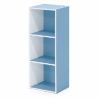 11003WH-LBL 3-Tier Open Shelf Bookcase, White & Light Blue