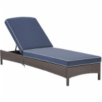 Palm Harbor Outdoor Wicker Chaise Lounge with Navy Cushions - Grey