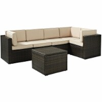 Palm Harbor 6-Piece Outdoor Wicker Sectional Seating Set with Sand Cushions - Brown