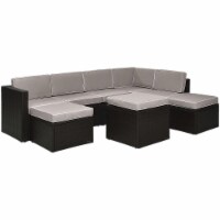 Palm Harbor 8-Piece Outdoor Wicker Sectional Seating Set with Grey Cushions - Brown