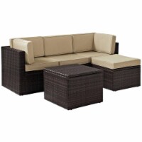 Palm Harbor 5-Piece Outdoor Wicker Sectional Seating Set with Sand Cushions - Brown