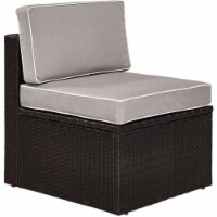 Palm Harbor Outdoor Wicker Center Chair with Grey Cushions - Brown