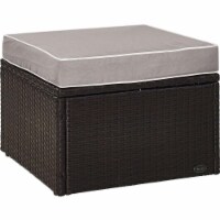 Palm Harbor Outdoor Wicker Ottoman with Grey Cushion - Brown