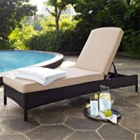 Palm Harbor Outdoor Wicker Chaise Lounge with Sand Cushions - Brown
