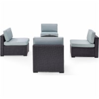 Biscayne 4 Person Outdoor Wicker Seating Set, Mist - Four Armless Chairs, Ashland Firepit