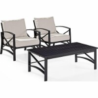 3 Piece Kaplan Outdoor Seating Set with Oatmeal Cushion - Two Kaplan Outdoor Chairs, Coffee T