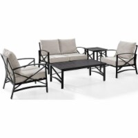 5 Piece Kaplan Outdoor Seating Set with Oatmeal Cushion - Loveseat, Two Chairs, Coffee Table,