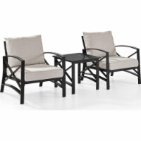 3 Piece Kaplan Outdoor Seating Set with Oatmeal Cushion - Two Chairs, Side Table