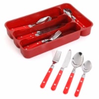 24 Piece Casual Living Flatware Set, Red