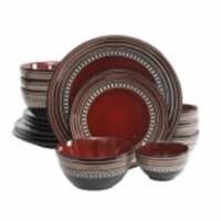 Elite Cafe Versailles Double Bowl Dinnerware Set, Red - 16 Piece