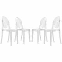 LeisureMod Marrion Modern Acrylic Dining Chair in Clear Set of 4