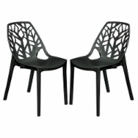 LeisureMod Cornelia Modern Plastic Dining Side Chair in Solid Black Set of 2