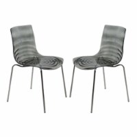 LeisureMod Astor Water Ripple Design Dining Chair Set of 2