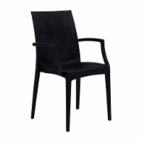 LeisureMod Modern Weave Mace Indoor Outdoor Dining Armchair in Black