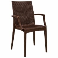 LeisureMod Modern Weave Mace Indoor Outdoor Dining Armchair in Brown