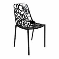 LeisureMod Devon Modern Indoor Outdoor Aluminum Dining Chair in Black