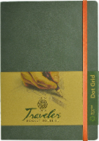 Pentalic Traveler 74 lb. Dot Grid Pocket Journal - 160 Pages - Green Perspective: Main