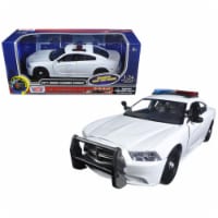 2011 Dodge Charger Pursuit Police Car White with Flashing Light Bar, Front and