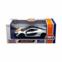 Motormax Toy 79642 1-24 McLaren P1 with Gulf Livery Diecast Model Car - Light Blue with Orang