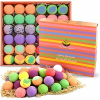 Gift Set of 36 Nurture Me Organic Bath Bombs, All Natural Large Bath Fizzies