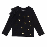 Long Sleeve Raglan Top With Frill Black