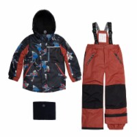 Two Piece Snowsuit Printed Hockey Players Black And Red