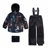 Two Piece Snowsuit Printed Hockey Players Black