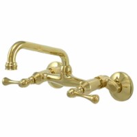 Kingston Brass KS313PB Twin Handle Wall Mount Kitchen Faucet
