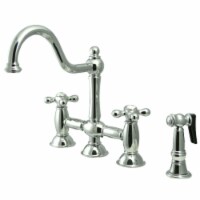 KS3791AXBS Restoration Bridge Kitchen Faucet with Brass Sprayer, Polished Chrome