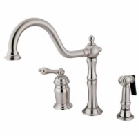 Kingston Brass KS1818ALBS Single Handle Deck Mount Widespread Kitchen Faucet with Brass Spray