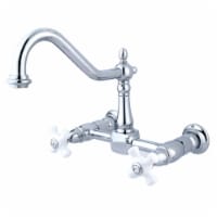 Kingston Brass KS1241PX Heritage Two-Handle Wall Mount Bridge Kitchen Faucet, Polished Chrome