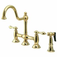 KS3792ALBS Restoration Bridge Kitchen Faucet with Brass Sprayer, Polished Brass