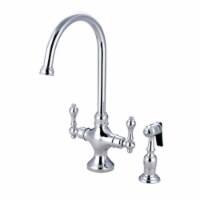 Kingston Brass KS1761ALBS Double Handle Kitchen Faucet with Brass Side Sprayer