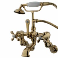 CC463T2 Vintage Wall Mount Clawfoot Tub Faucet with Hand Shower, Polished Brass