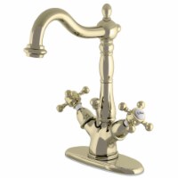 KS1432BX Vintage Two-Handle Bathroom Faucet with Brass Pop-Up and Cover Plate, Polished Brass