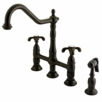 Kingston Brass KS1275TXBS Double Handle 8 in. Centerset Kitchen Faucet with Brass Sprayer