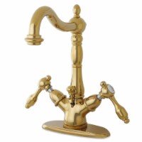 KS1432TAL Tudor Two-Handle Bathroom Faucet with Brass Pop-Up and Cover Plate, Polished Brass