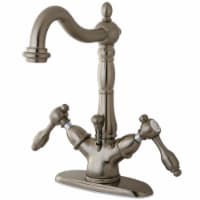 KS1438TAL Tudor Two-Handle Bathroom Faucet with Brass Pop-Up and Cover Plate, Brushed Nickel